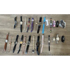 Watch Lot Of 25 Watches Womens Mens For Parts Or Repair Only Not Working AS IS